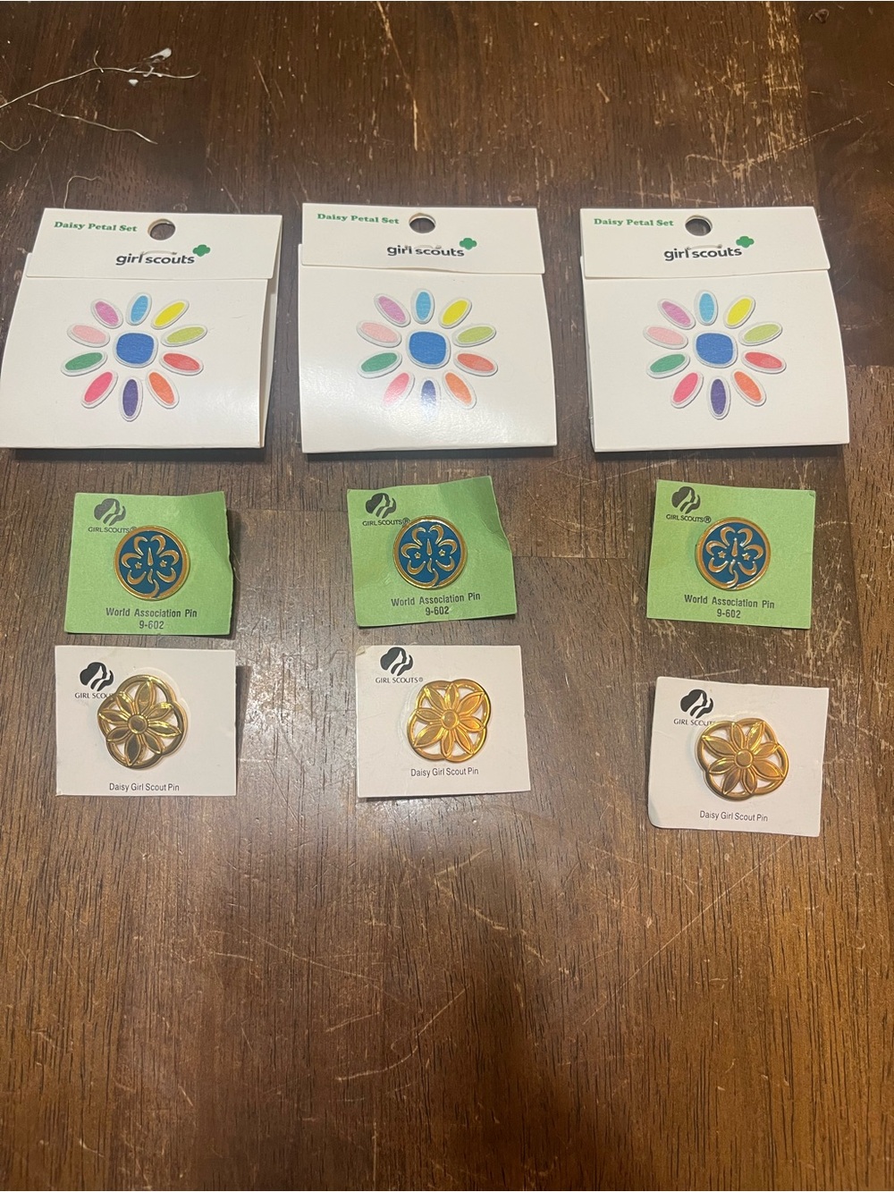 Girl Scouts Daisy Petal & World Association Pin & Daisy Pin Lot